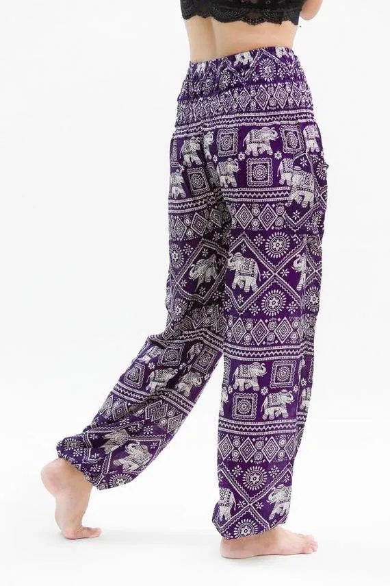 Purple Elephant Boho Pants