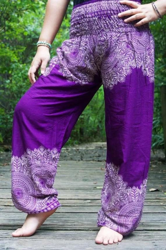 Purple FLORAL Boho Pants