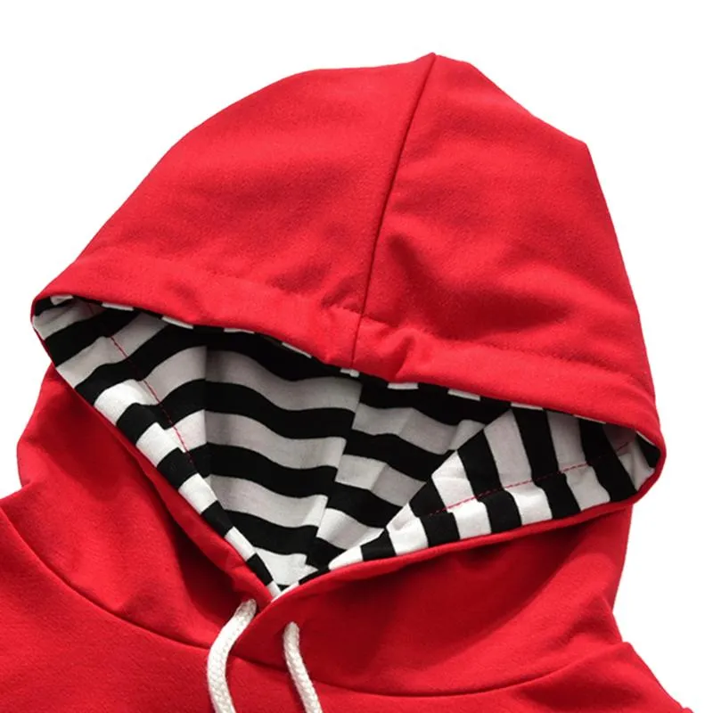 Red Hoodie Striped Pants