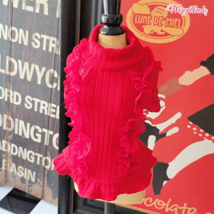 red knit turtleneck