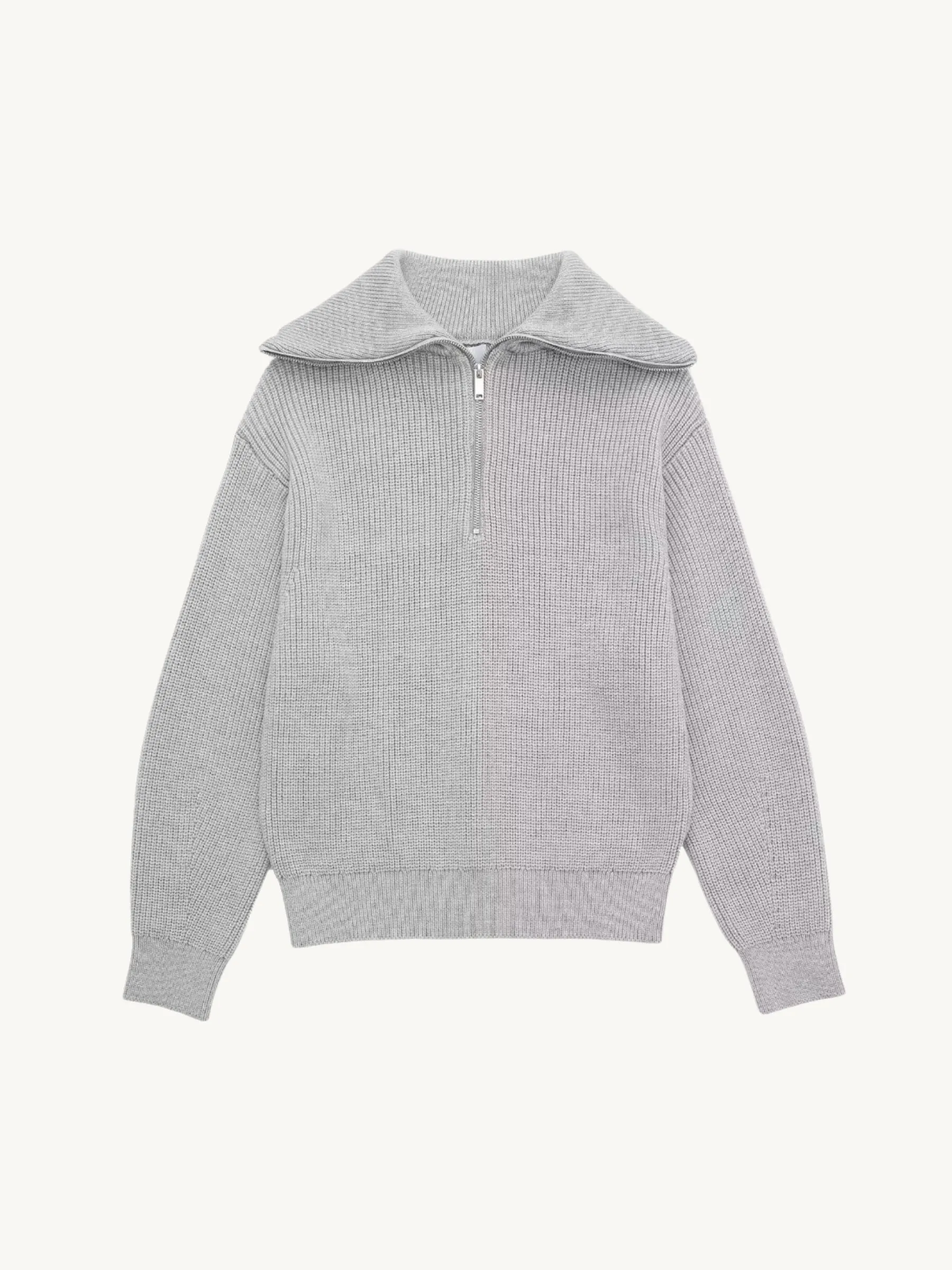 Rhoda Zip-Up Ribbed Sweater