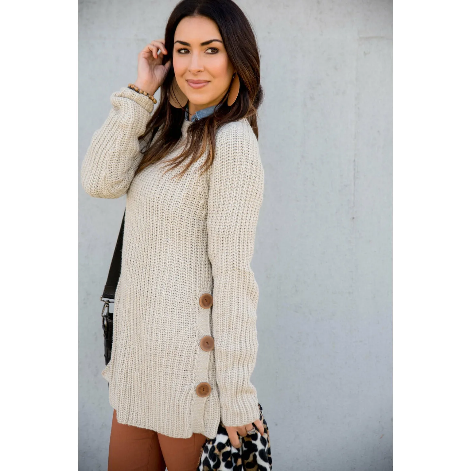 Side Button Sweater