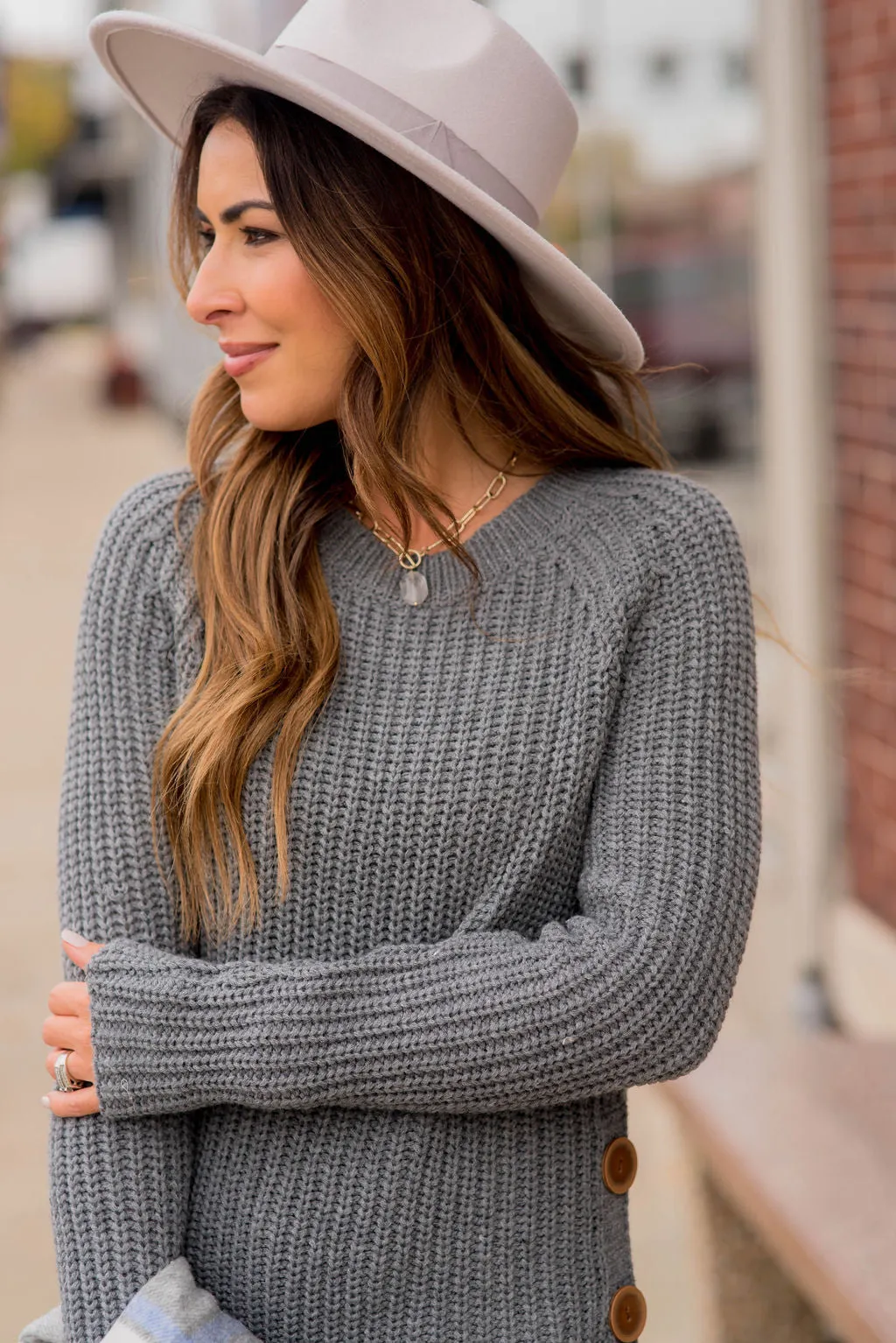 Side Button Sweater