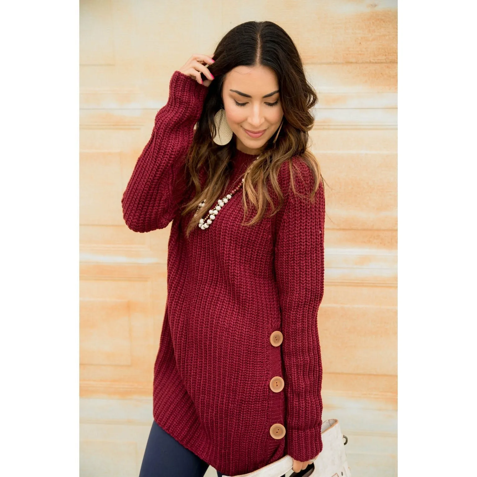 Side Button Sweater