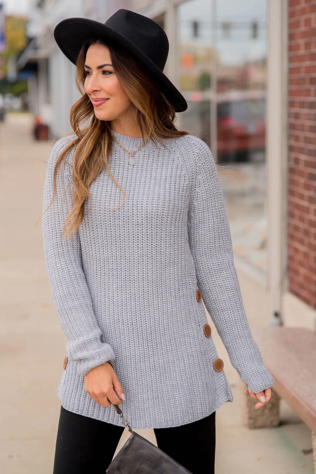 Side Button Sweater