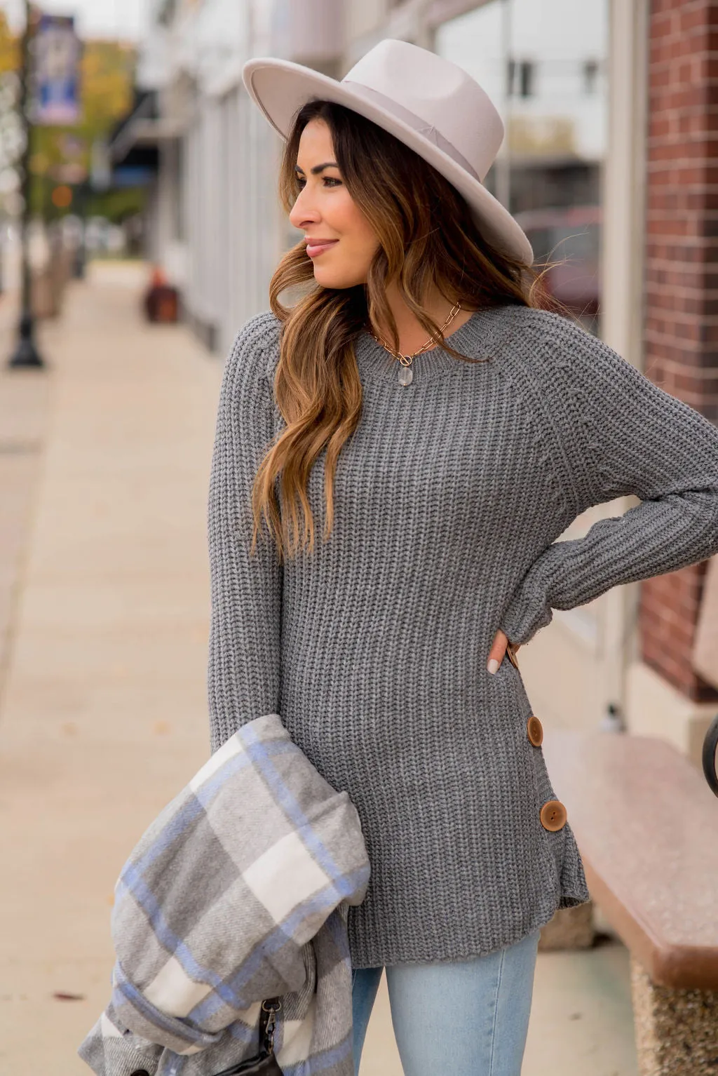 Side Button Sweater