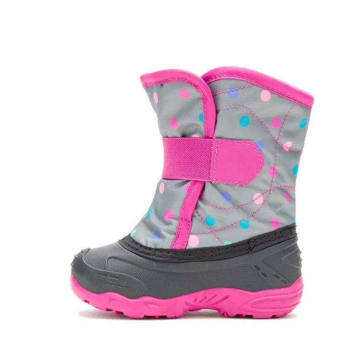 Snowbug6 Printed Toddler Snow Boot - Grey/Pink Dots