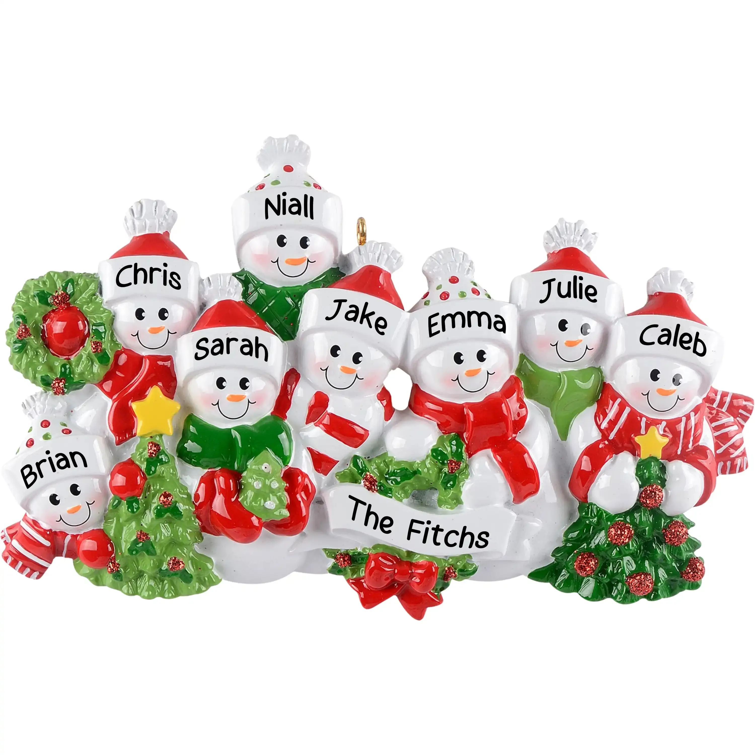 Snowman Family of 8 Christmas Ornament