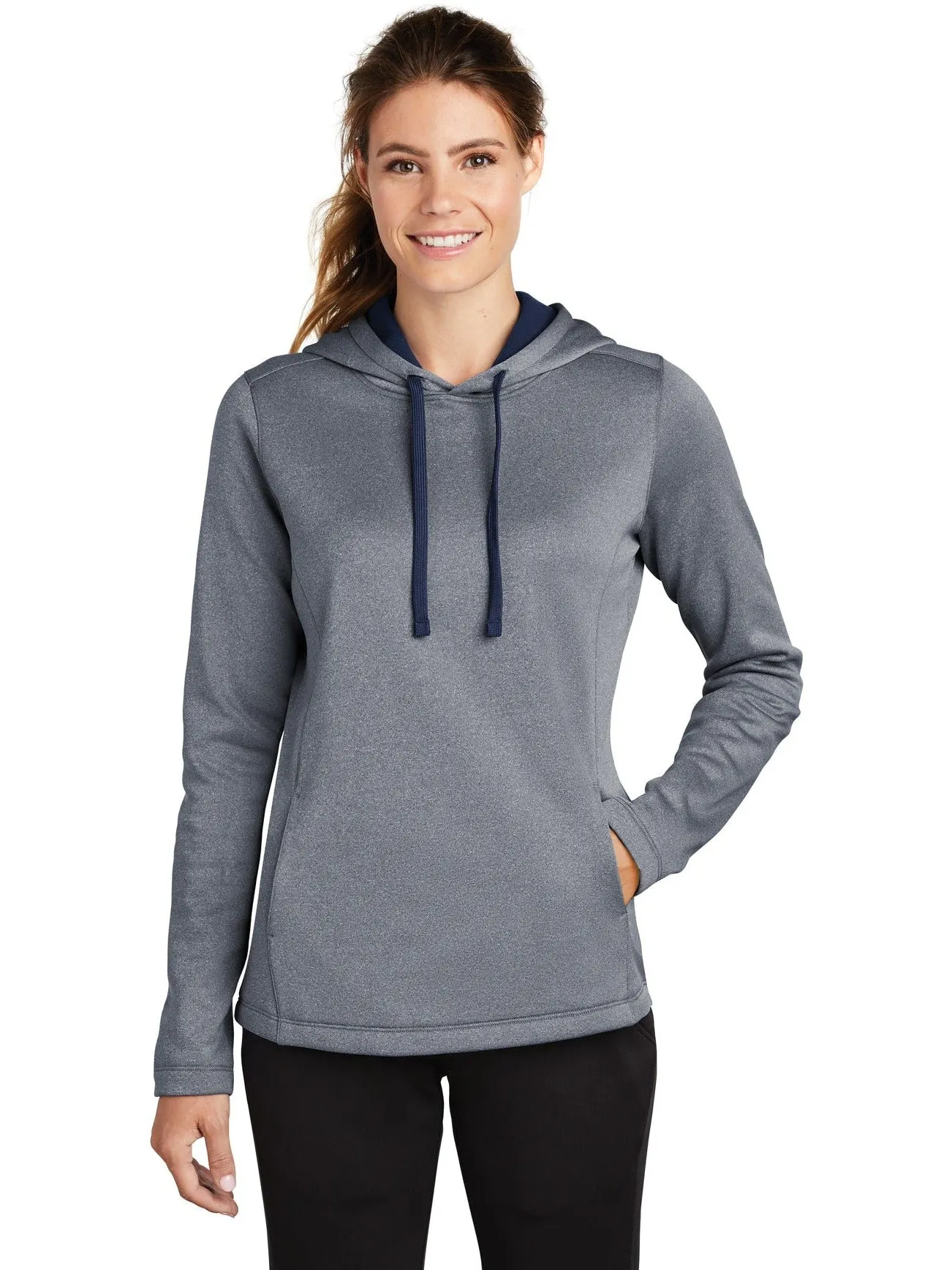 Sport-Tek Ladies Posicharge Sport-Wick Heather Fleece Hooded Pullover