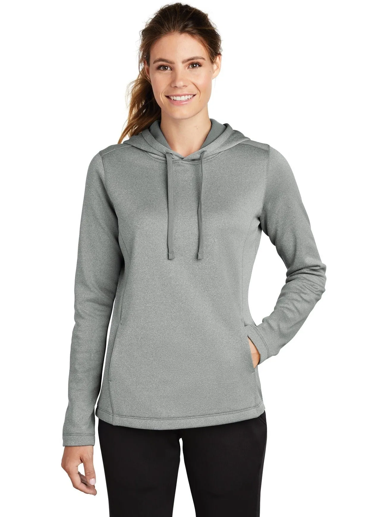 Sport-Tek Ladies Posicharge Sport-Wick Heather Fleece Hooded Pullover