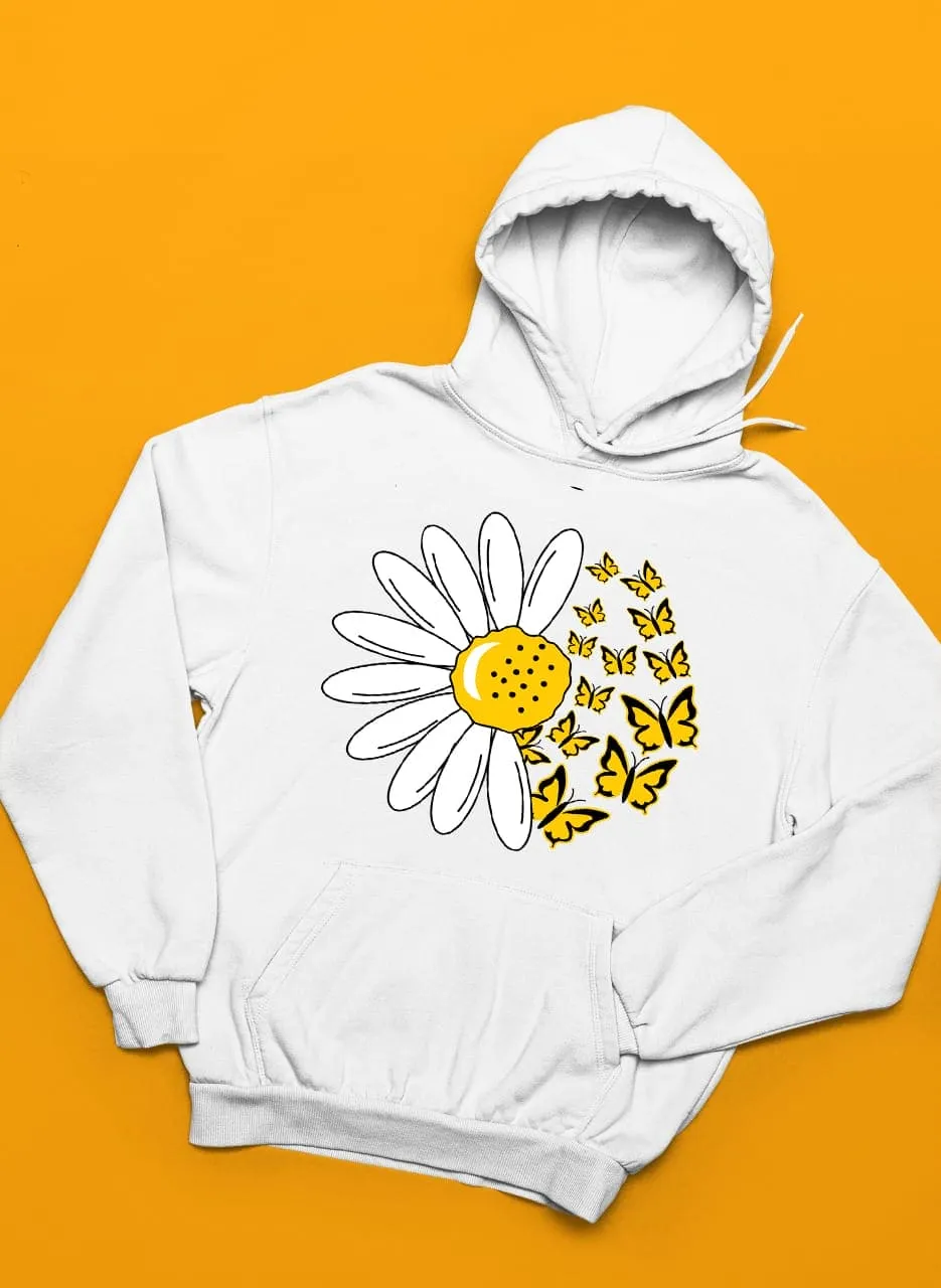 Sunflower And Butterfly Winter Warm Hoodies And Sweatshirts