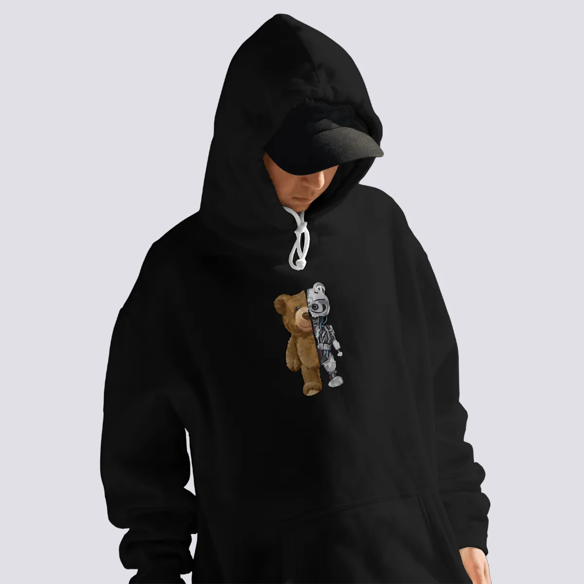 Teddy Relaxed Fit Black Hoodie For Men By DemonWear