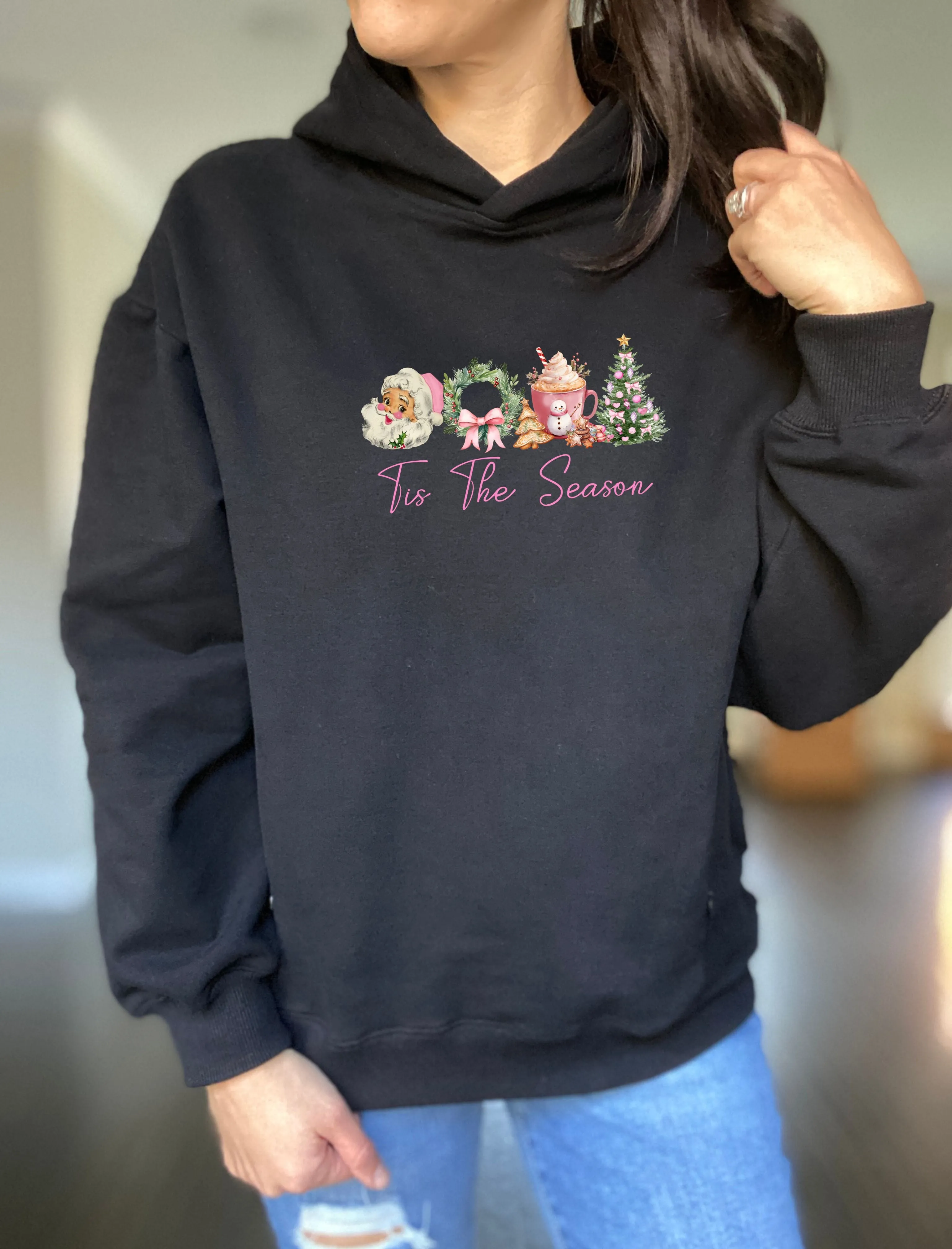 Tis The Season Pink Hooded Sweatshirt