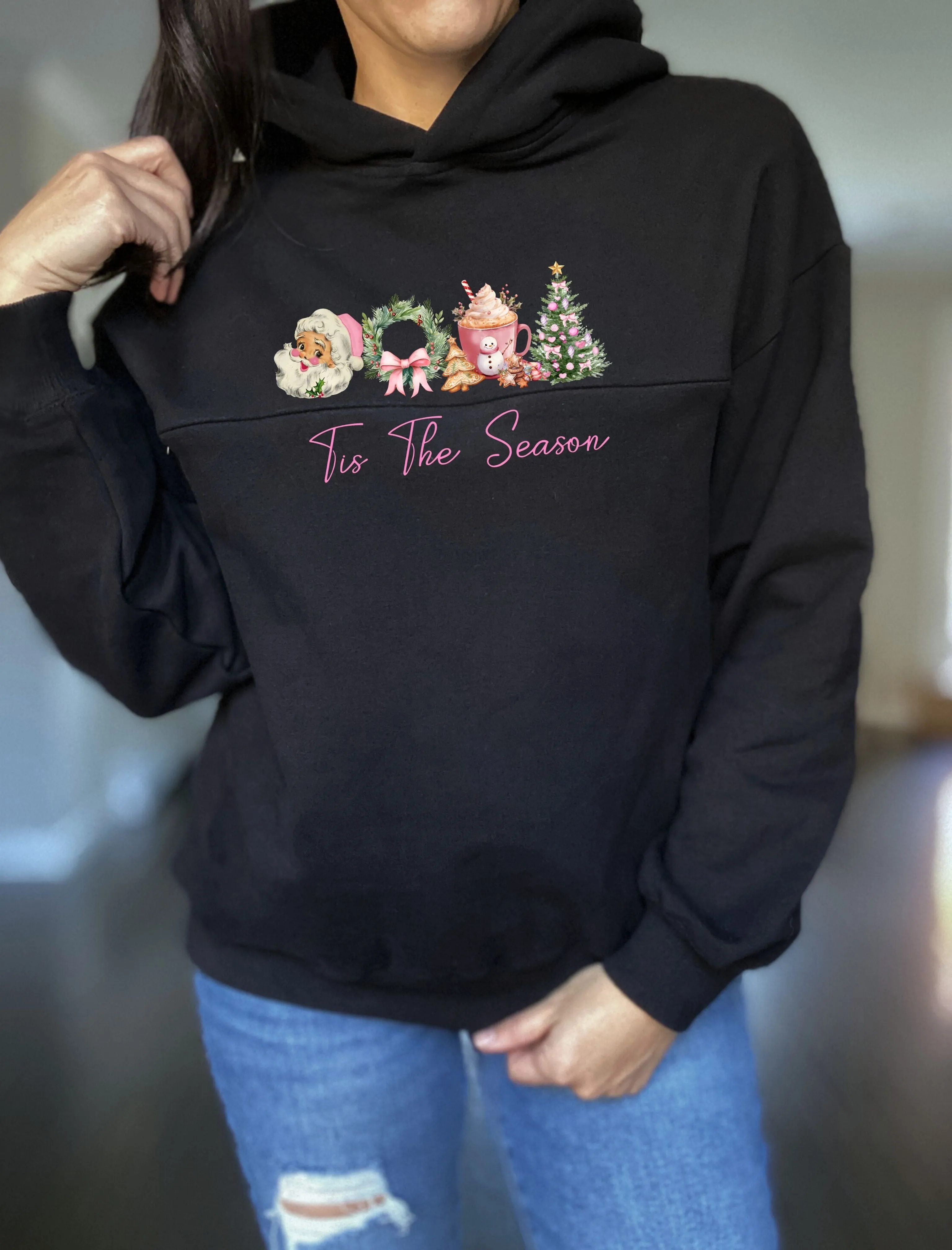 Tis The Season Pink Hooded Sweatshirt