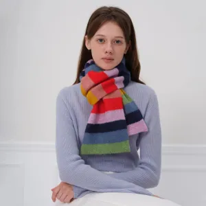 Winter Cashmere Shawl Women Colorful Striped Neck Scarf