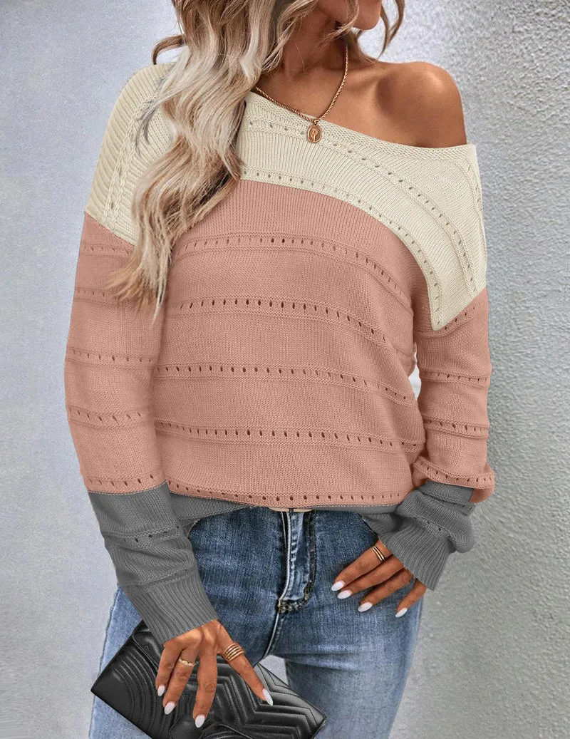 Zeagoo Womens Sweaters Cute Long Sleeve Off The Shoulder Tops