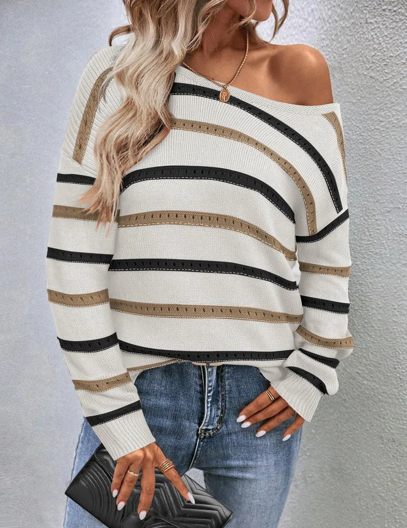 Zeagoo Womens Sweaters Cute Long Sleeve Off The Shoulder Tops