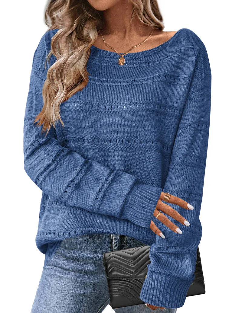 Zeagoo Womens Sweaters Cute Long Sleeve Off The Shoulder Tops