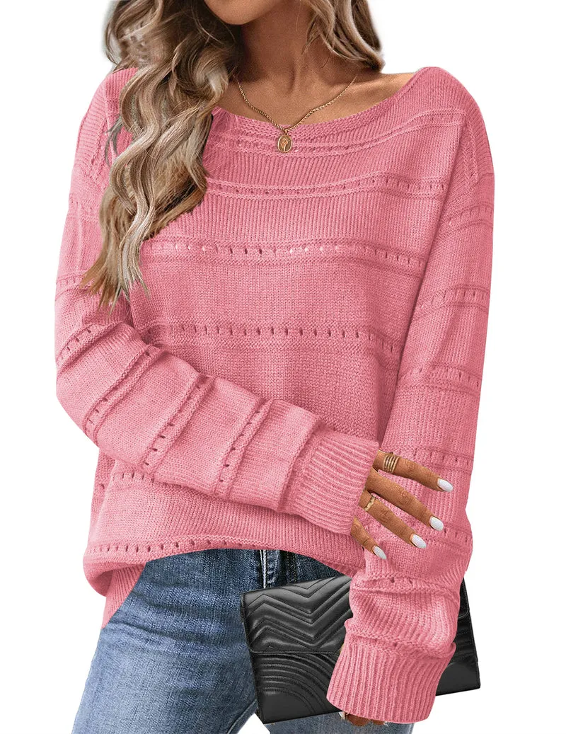 Zeagoo Womens Sweaters Cute Long Sleeve Off The Shoulder Tops