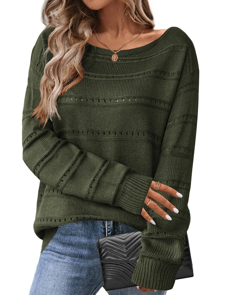 Zeagoo Womens Sweaters Cute Long Sleeve Off The Shoulder Tops