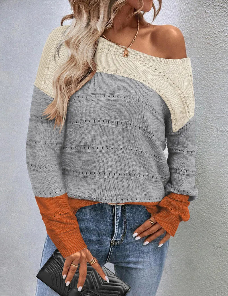 Zeagoo Womens Sweaters Cute Long Sleeve Off The Shoulder Tops