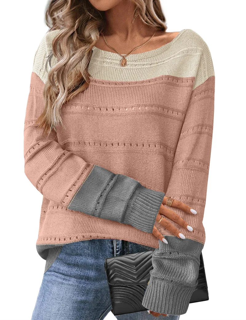 Zeagoo Womens Sweaters Cute Long Sleeve Off The Shoulder Tops