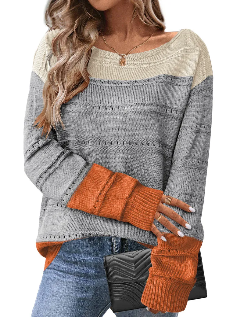 Zeagoo Womens Sweaters Cute Long Sleeve Off The Shoulder Tops