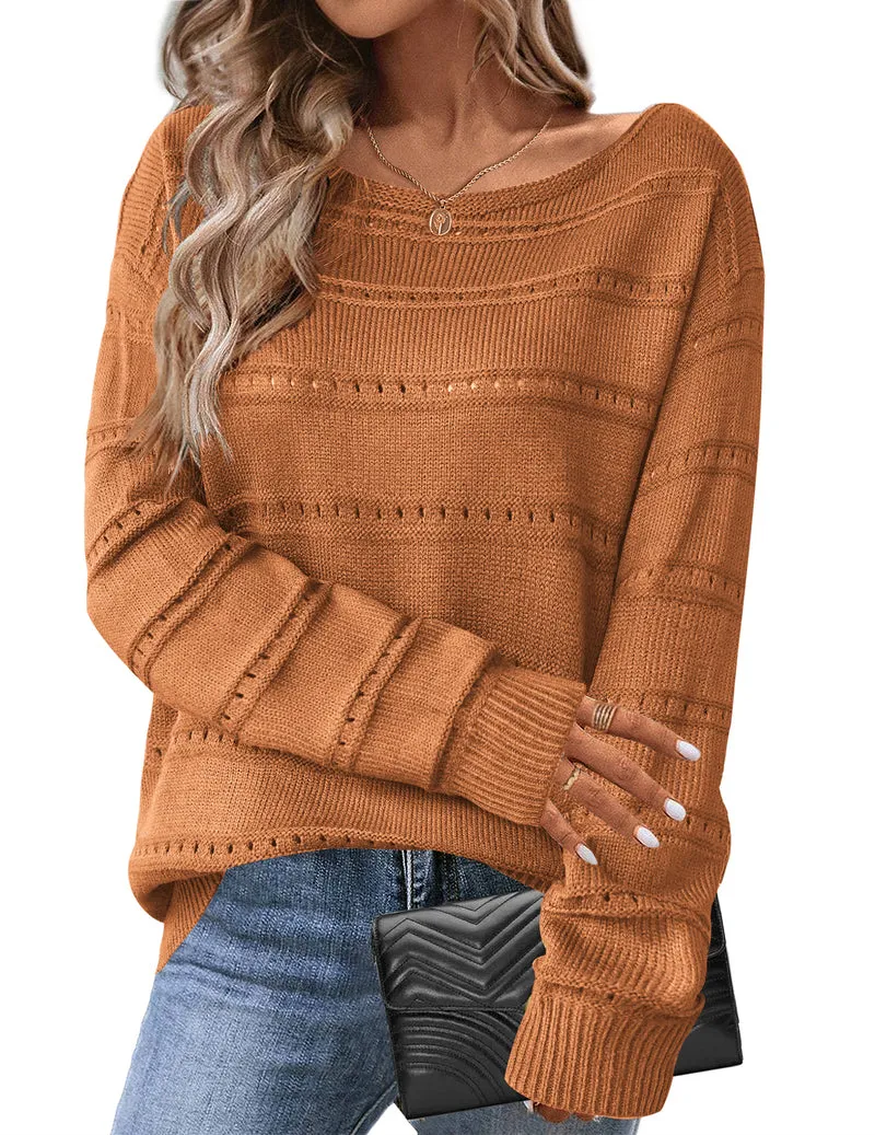 Zeagoo Womens Sweaters Cute Long Sleeve Off The Shoulder Tops