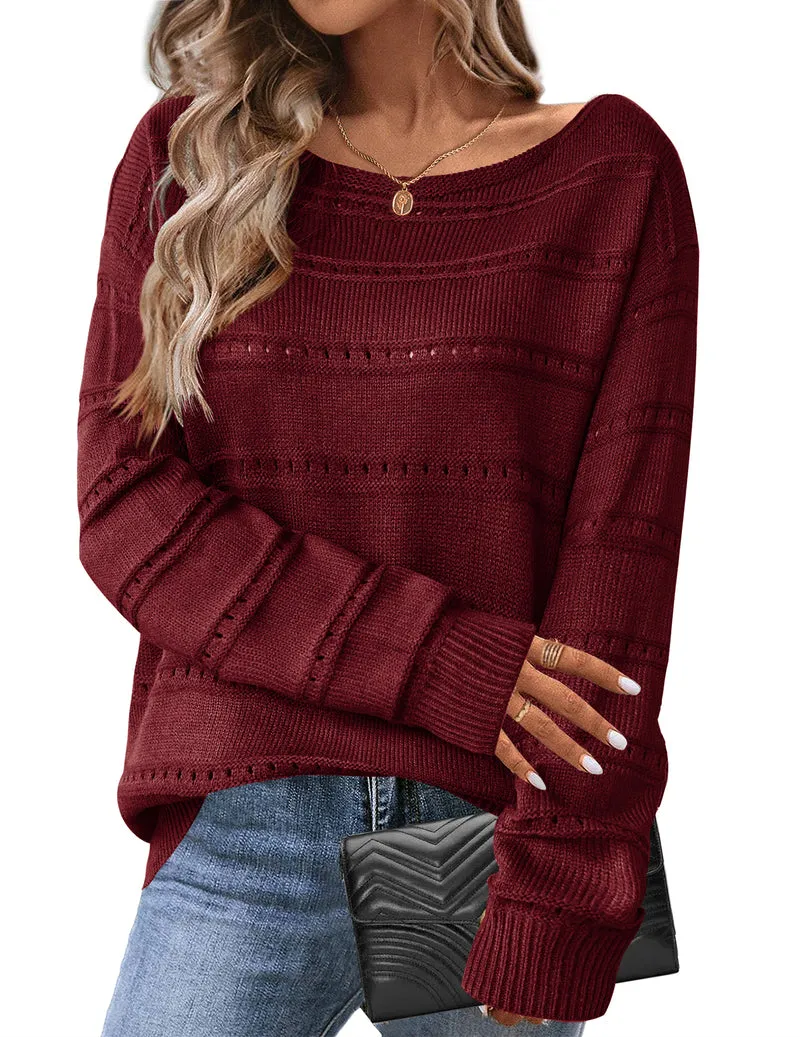 Zeagoo Womens Sweaters Cute Long Sleeve Off The Shoulder Tops